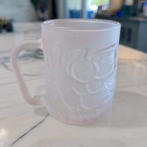 Vintage KIG Indonesia grape impression design frosted light pink glass mug